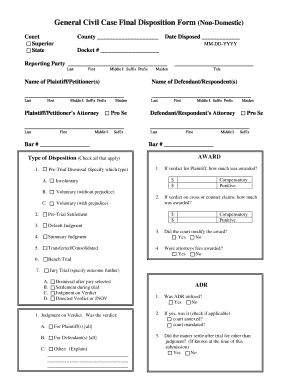 General Civil Case Final Disposition Form
