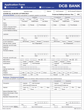 DCB Home Loan Business Loan Application Form