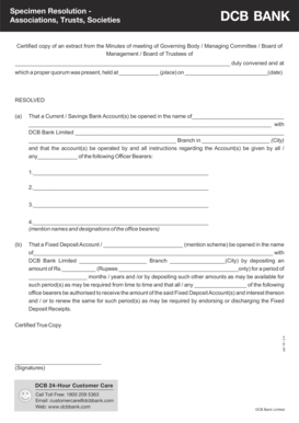 Bank Account Resolution for Associations