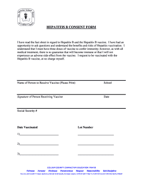 Hepatitis B Vaccination Consent Form