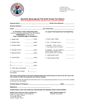 Georgia Alcoholic Beverage By The Drink Excise Tax Return