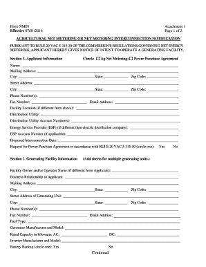 Agricultural Net Metering Interconnection Notification