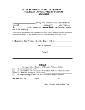 Georgia Jury Duty Excusal Affidavit
