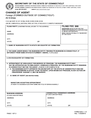 Connecticut Change of Agent Form
