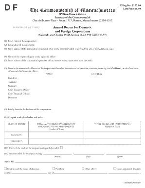 Massachusetts Annual Report for Corporations