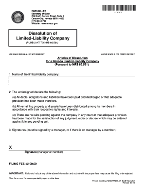 Fillable Online Dissolution of Limited-Liability Company Fax Email ...