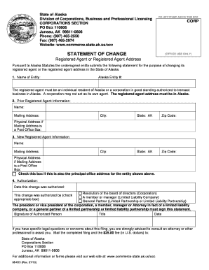 Alaska Registered Agent Change Form