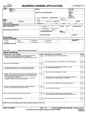 Business Owners Application Form
