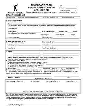 Temporary Food Establishment Permit Application