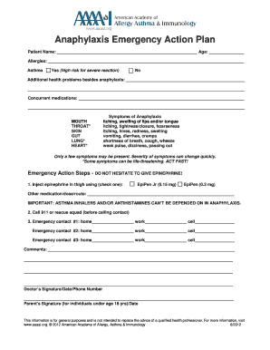 Anaphylaxis Emergency Action Plan