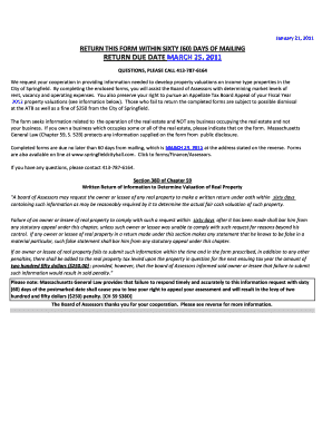 Massachusetts Property Income Statement Form