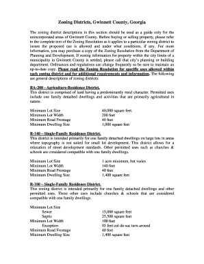 Fillable Online Zoning Districts, Gwinnett County, Georgia Fax Email ...