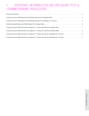 Hydronic Heating Cooling Pressure Test Log