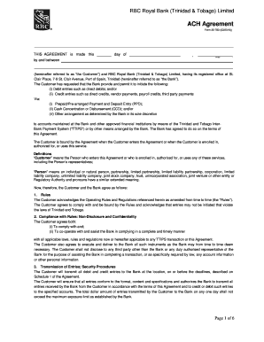 RBC Royal Bank ACH Agreement