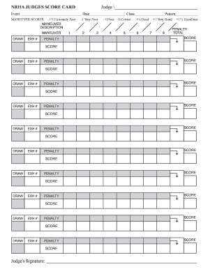 NRHA Judges Score Card