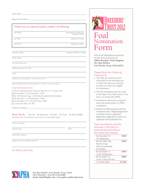 APHA Foal Nomination Form