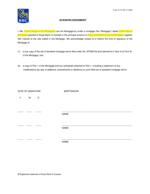 Mortgage Acknowledgement Form