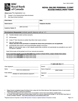 Royal Online Personal Client Access Enrollment Form