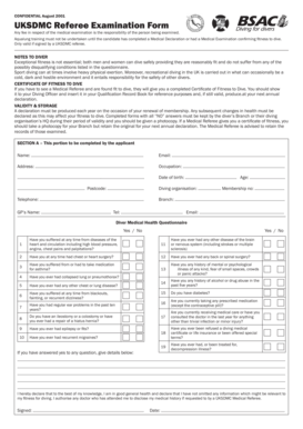 UKSDMC Diver Medical Examination Form