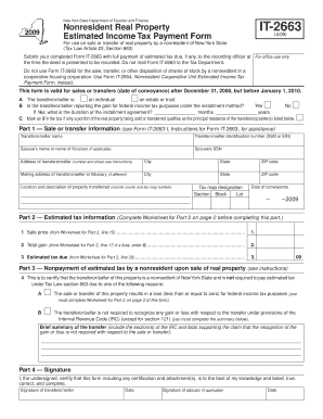New York Nonresident Real Property Estimated Income Tax Form IT-2663