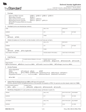 Deferred Annuity Application Form