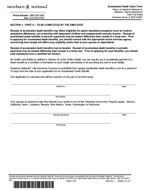 Accelerated Death Claim Form