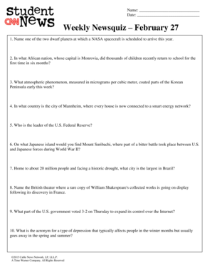 Weekly Newsquiz Form