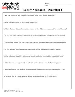 Weekly Newsquiz Form