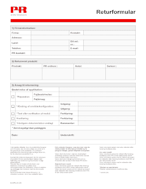 Product Return Form