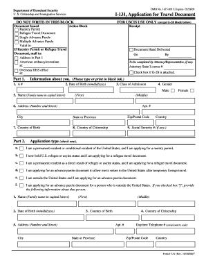 USCIS I-131 Application for Travel Document