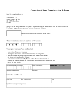 Stora Enso Share Conversion Form