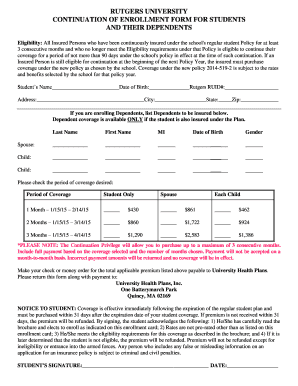 Rutgers Continuation of Enrollment Form