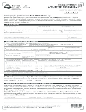British Columbia Medical Services Plan Enrolment Form