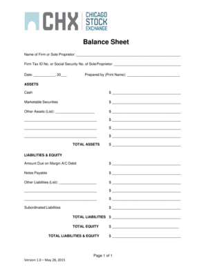 Affidavit of liabilities - Balance Sheet - chxcom