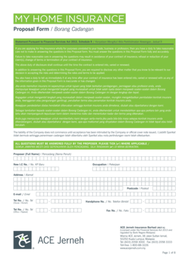 Malaysia Home Insurance Proposal Form