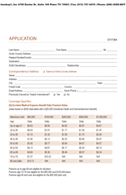 Insubuy Travel Insurance Application