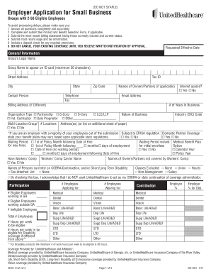 Employer Application for Small Business Health Insurance