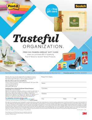 Post-it and Scotch Brand Panera Bread Gift Card Offer