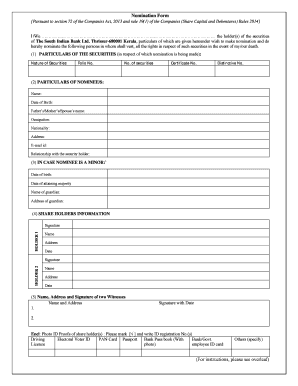Nomination Form for Shareholders