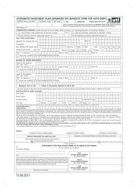 Systematic Investment Plan Form