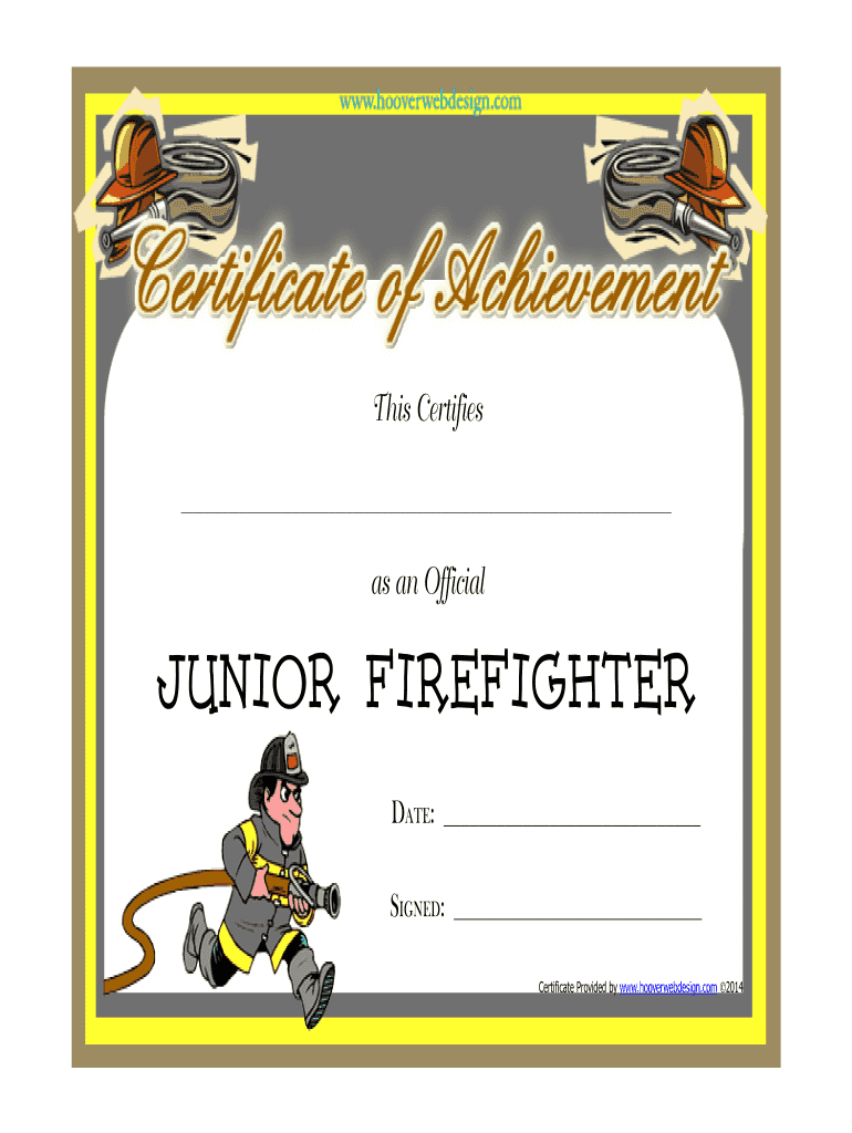 Junior Firefighter Certificate Fill Online Printable Fillable Blank Pdffiller