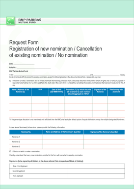 BNP Paribas Mutual Fund Nomination Form
