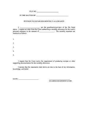 Petition to Establish Monthly Allowance