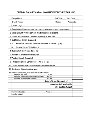 Clergy Salary and Allowance Form
