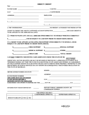 Michigan Direct Credit Authorization Form