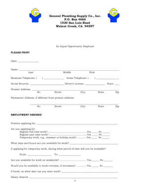 Employment Application Form
