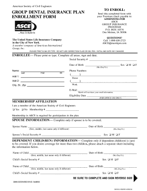 ASCE Group Dental Insurance Enrollment Form