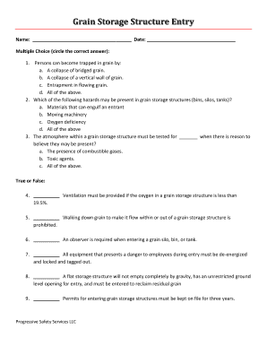 Grain Storage Structure Entry Quiz