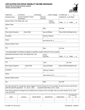 Group Disability Income Insurance Application