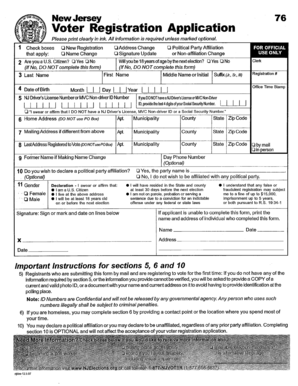 New Jersey Voter Registration Application